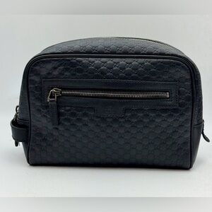Gucci Leather Microguccissima Toiletry Case Black